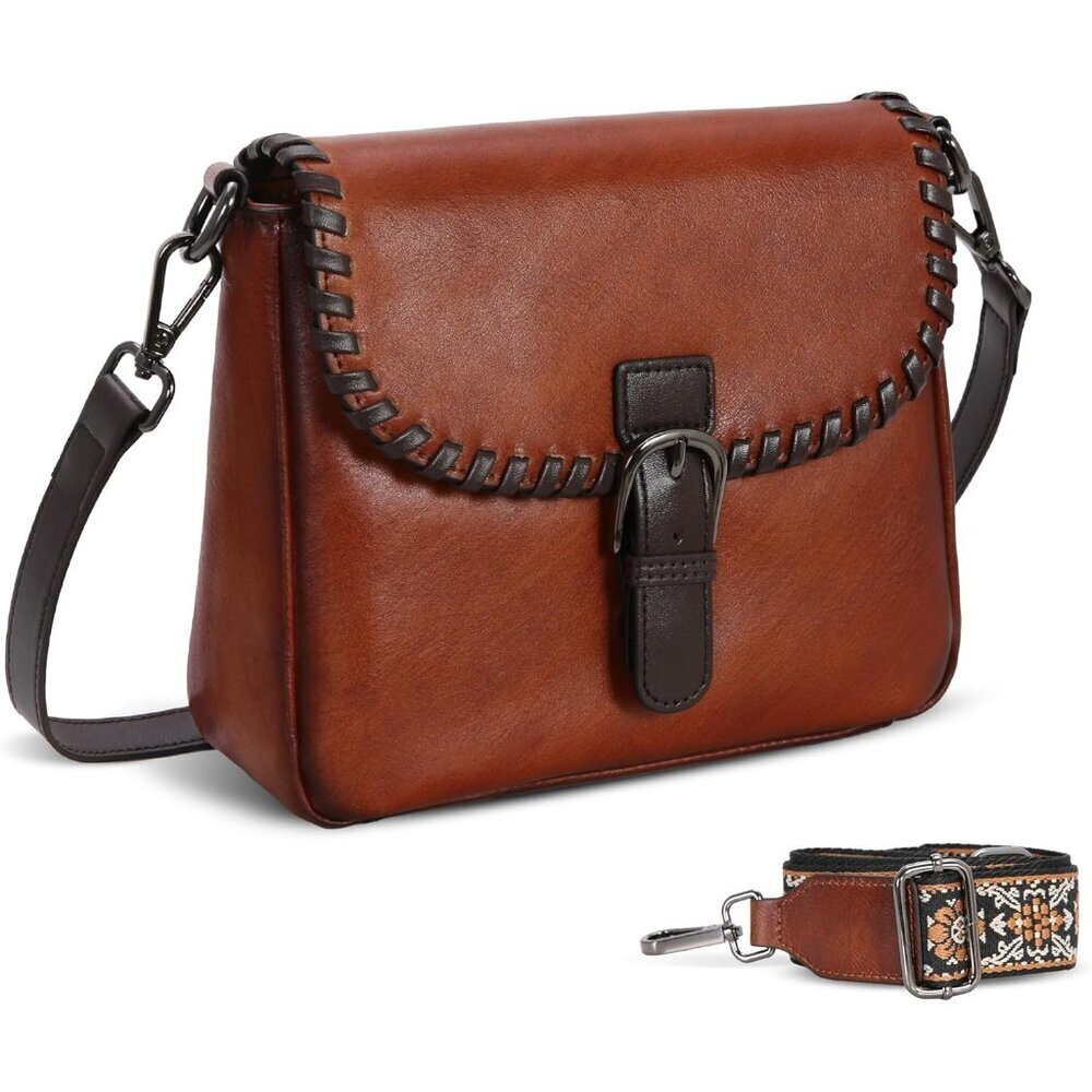 Leather Crossbody Bag Women Vegan Small Shoulder Purse Multiple Straps